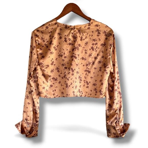 Zara satin gold floral crop top - Picture 4 of 7